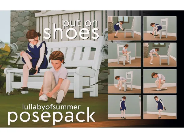 Mix Pose pack Put on shoes by ptichao - The Sims 4 Custom Content