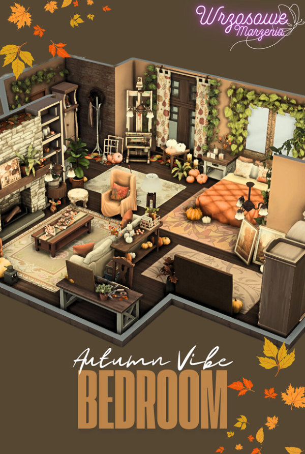 Maxis Match Autumn Vibe BEDROOM by simsfinds - The Sims 4 Custom Content