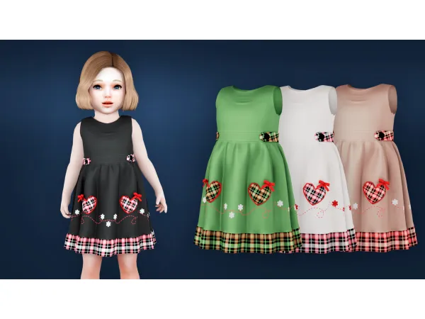 Alpha Dress With Checkered Hearts by MysteriousOo - The Sims 4 Custom Content