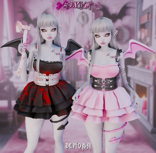 Mix Demona outfit Dress acc wings and tail by Atomiclight - The Sims 4 Custom Content