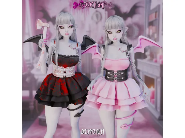 Mix Demona outfit Dress acc wings and tail by Atomiclight - The Sims 4 Custom Content