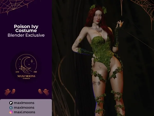 Alpha Poison Ivy Costume Blender Exclusive by maximoons - The Sims 4 Custom Content
