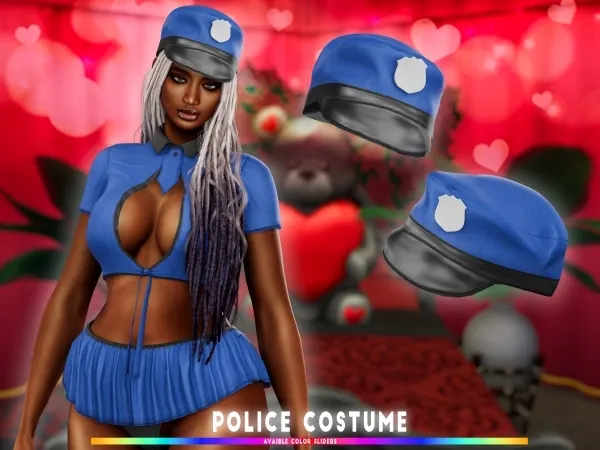 Mix Police Costume Hat brsims - The Sims 4 Custom Content