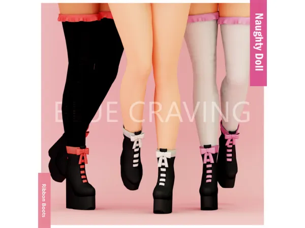 Mix Blue Craving Ribbon Boots - The Sims 4 Custom Content
