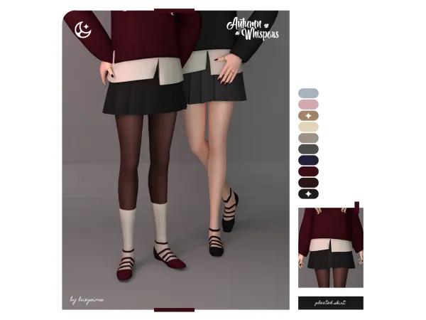 Maxis Match Pleated Skirt Autumn Whispers Collection - The Sims 4 Custom Content
