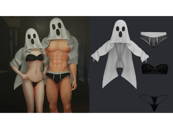 Alpha Halloween Sexy Ghosts Costume by Beto - The Sims 4 Custom Content