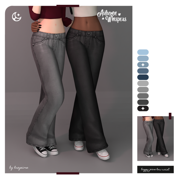 Maxis Match Baggy Jeans (Low Waist) Autumn Whispers Collection by luxysims - The Sims 4 Custom Content