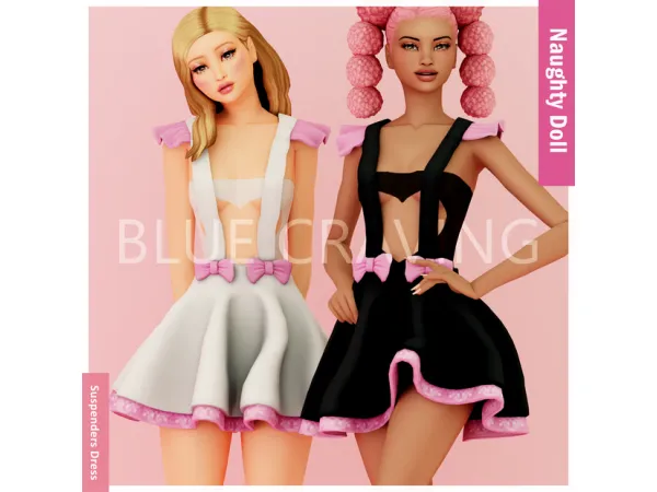 Mix Blue Craving Suspenders Dress - The Sims 4 Custom Content