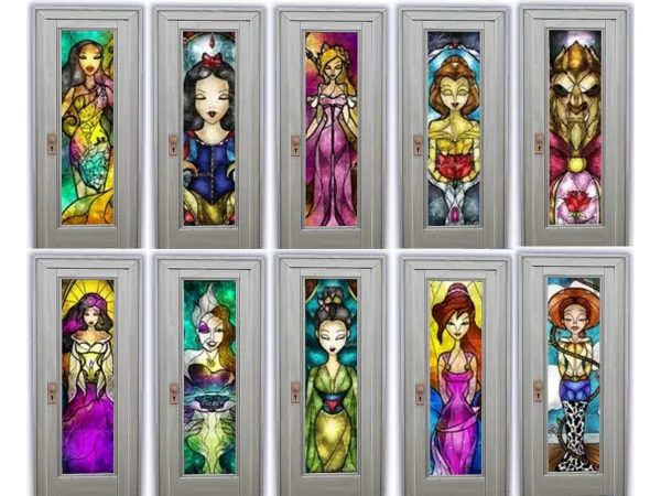 Mix Stained Glass Disney Door by Pixie Bluntz - The Sims 4 Custom Content