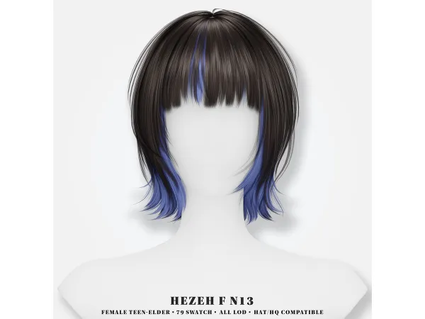 Alpha [Hezeh]FHair_No13_2nd Anniversary Gift2 - The Sims 4 Custom Content