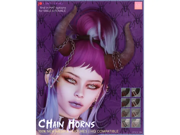 Mix [ Halloween ] Chain Horns by HONEY - The Sims 4 Custom Content