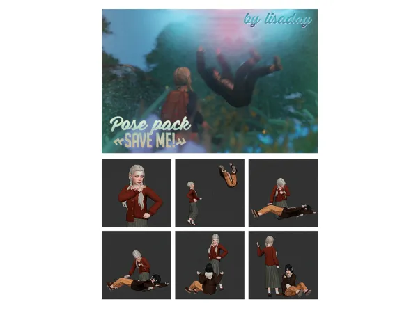 Mix SAVE ME POSE PACK by lisaday - The Sims 4 Custom Content