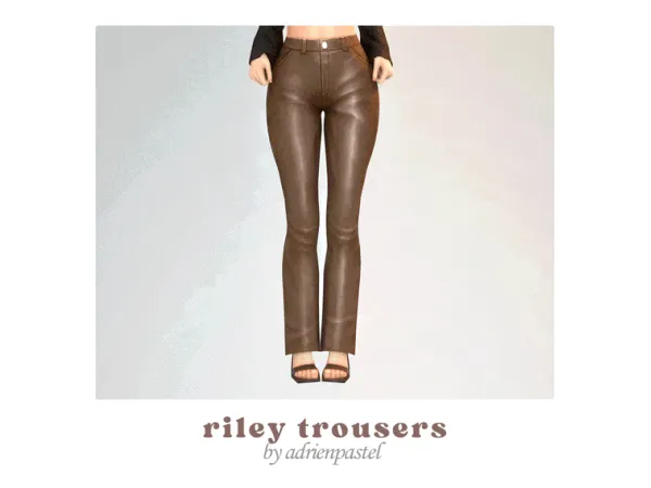Maxis Match Riley Leather Trousers (Updated) by Adrienpastel - The Sims 4 Custom Content