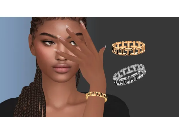 Alpha Faceted Metal Letters Bracelet by NataliS - The Sims 4 Custom Content
