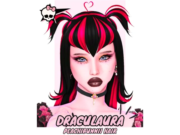 Maxis Match Draculaura Hair by Peachibunnii - The Sims 4 Custom Content