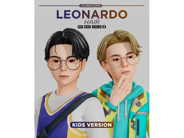 Maxis Match Leonardo Hair (Kids Ver) by JohnnySims - The Sims 4 Custom Content