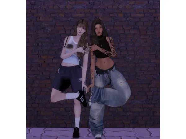 Mix [charonroqiqi] Friends pose (比心) - The Sims 4 Custom Content