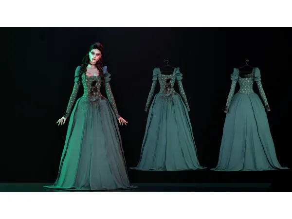 Alpha Vampire Antique Dress With Blood by astya96 - The Sims 4 Custom Content