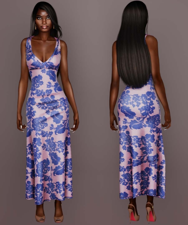 Alpha Floral summer dress by belonka - The Sims 4 Custom Content