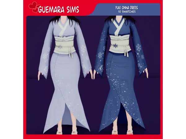 Mix Yuki Onna Dress by Guemara - The Sims 4 Custom Content