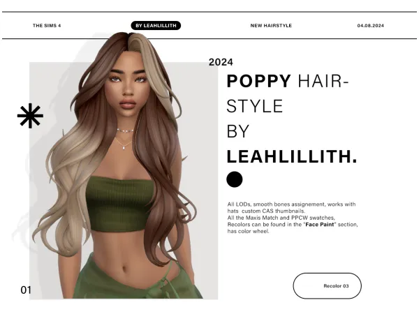 Maxis Match Poppy Hairstyle by LeahLillith - The Sims 4 Custom Content