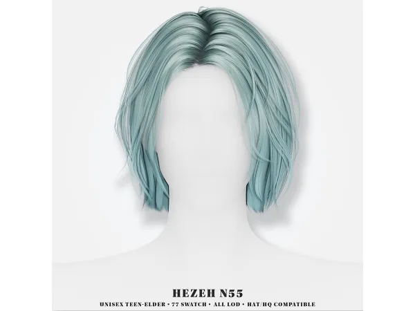 Alpha [Hezeh]Hair_No55 - The Sims 4 Custom Content