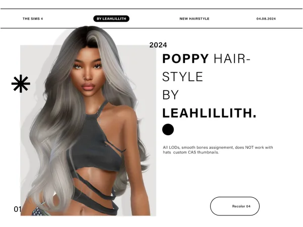 Alpha Poppy Hairstyle by LeahLillith - The Sims 4 Custom Content