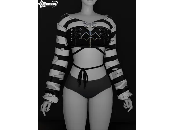 Mix Bustier Crop Top by Learxfl - The Sims 4 Custom Content