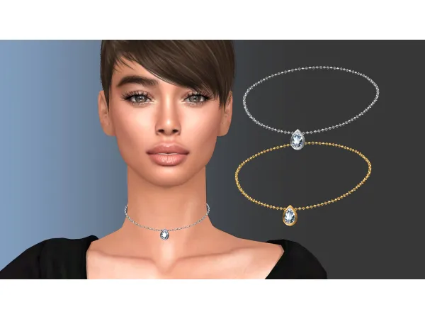 Alpha Pear Cut Pendent by NataliS - The Sims 4 Custom Content