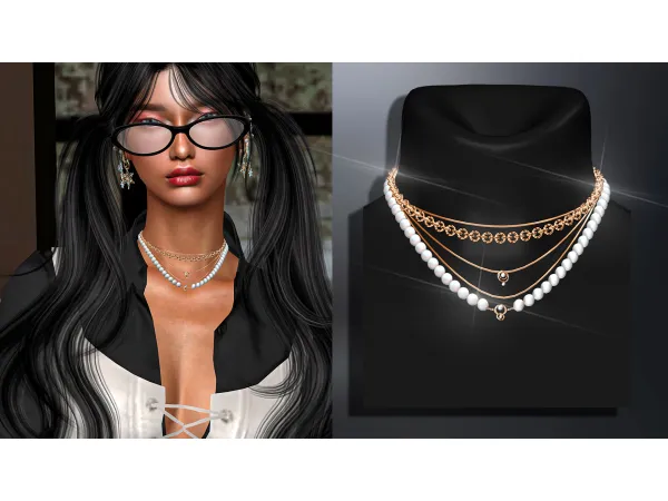 Alpha Loren Necklace nc301 V1 by Mydarling20 - The Sims 4 Custom Content