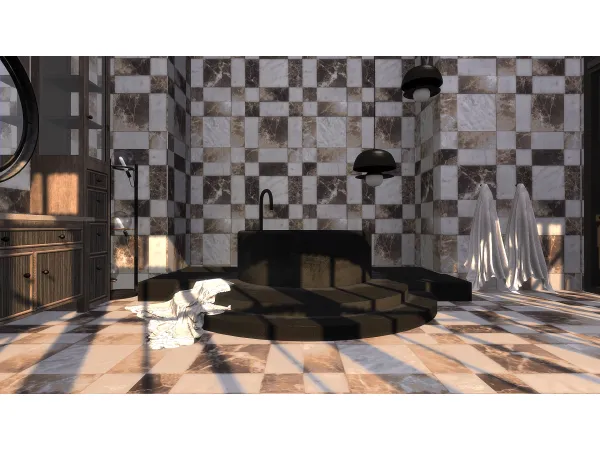 Alpha Marbled Checkered Tile Set by SimspirationBuilds - The Sims 4 Custom Content