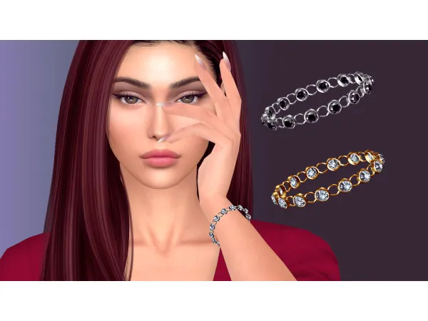 Alpha Round Bezel Crystal Bracelet by NataliS - The Sims 4 Custom Content