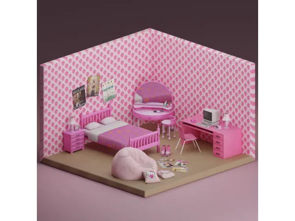 Mix 2000s Craze Sims 4 Y2K Bedroom by SnootySims - The Sims 4 Custom Content