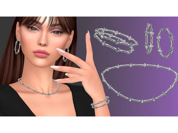 Alpha Bamboo with crystals set by NataliS - The Sims 4 Custom Content