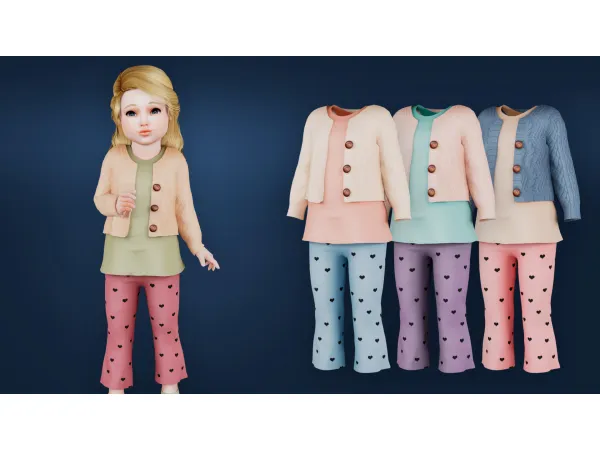 Alpha Heart pattern casual outfit by MysteriousOo - The Sims 4 Custom Content