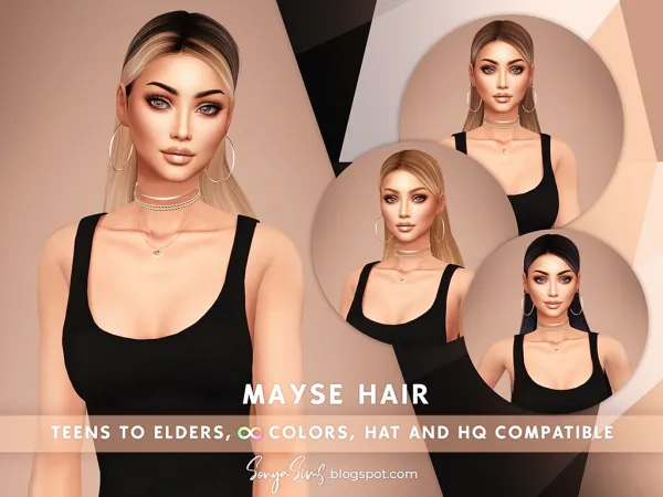 Alpha SONYASIMS MAYSE HAIR - The Sims 4 Custom Content