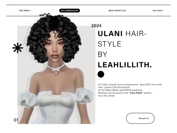 Maxis Match Ulani Hairstyle by LeahLillith - The Sims 4 Custom Content