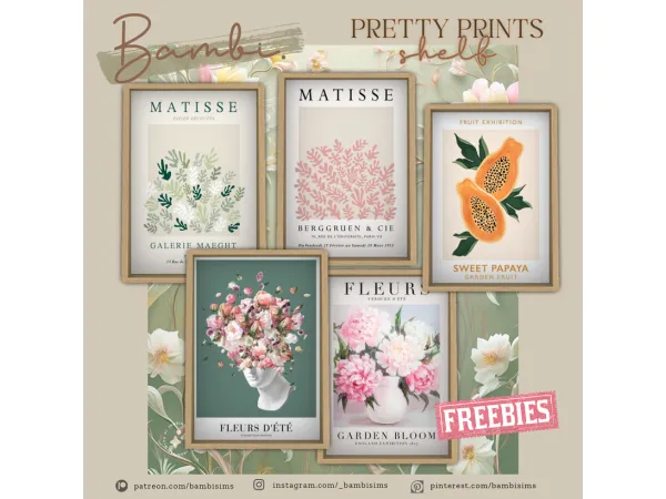 Alpha pretty prints shelf by Bambisims - The Sims 4 Custom Content