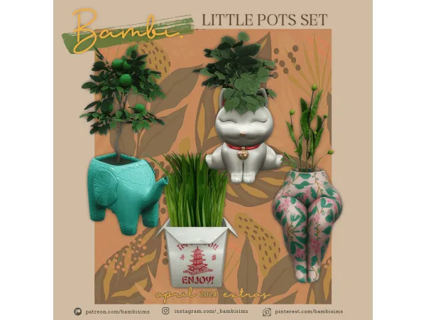 Alpha Little Pots Set by Bambisims - The Sims 4 Custom Content