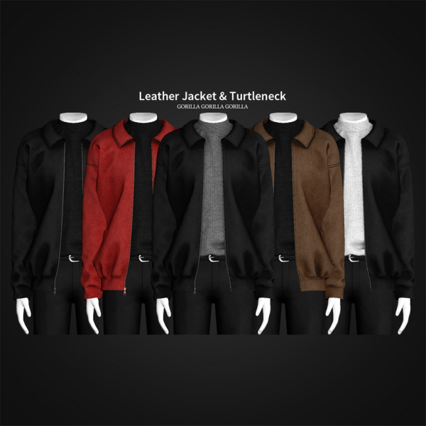 Alpha Leather Jacket Turtleneck by simsfinds - The Sims 4 Custom Content