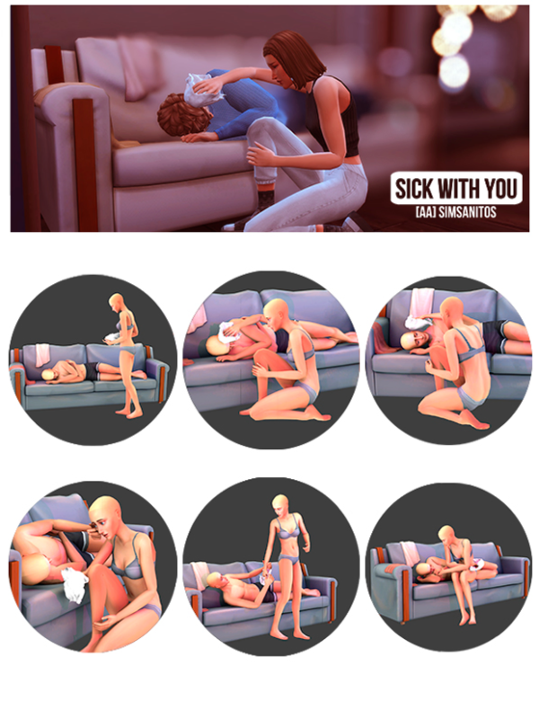 Mix [AA] SICK WITH YOU POSE PACK by simsfinds - The Sims 4 Custom Content
