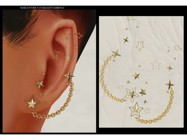 Alpha STARLIGHT EARRINGS by Mably - The Sims 4 Custom Content