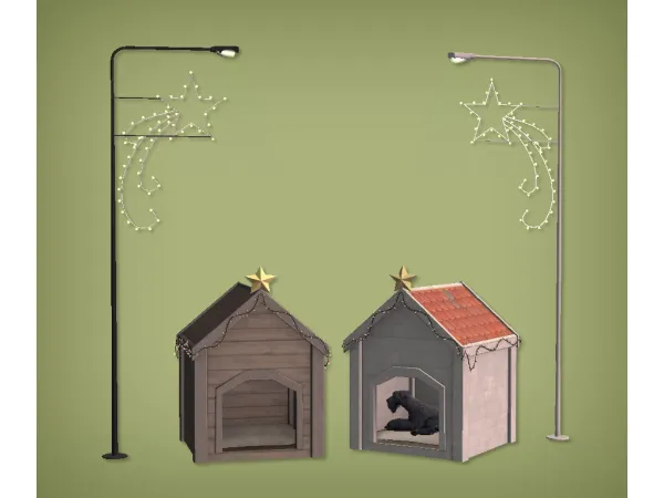 SYB Advent Calendar Dog House and Lamp Post with Christmas Light For - The Sims 2 Custom Content