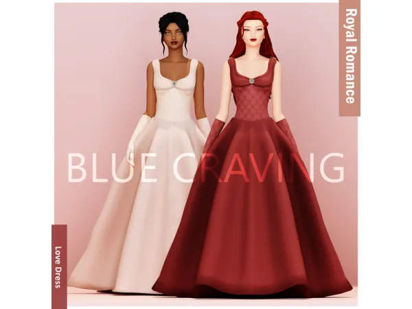 Mix Blue Craving Love Royal Dress - The Sims 4 Custom Content