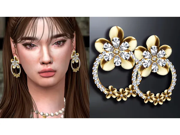 Alpha Elegant Gold Earrings by Mydarling20 - The Sims 4 Custom Content