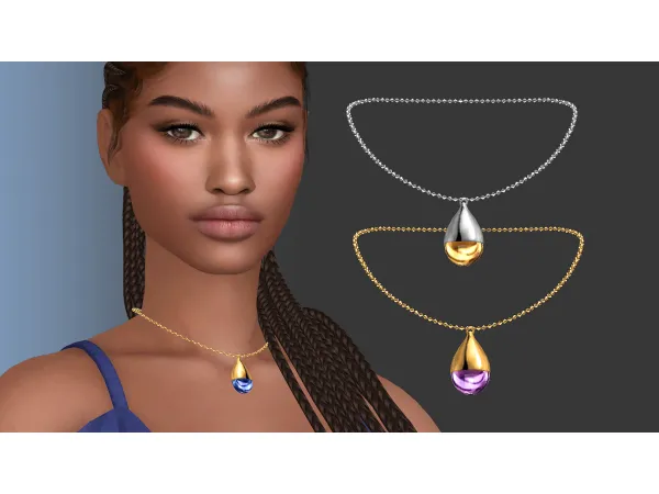 Alpha Teardrop Cabochon Pendant by NataliS - The Sims 4 Custom Content