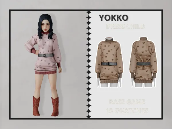 Alpha Yokko Dress Child - The Sims 4 Custom Content