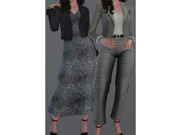 Pixelette Cecilia Dress To Top and Bottom by GrimothyCC - The Sims 3 Custom Content