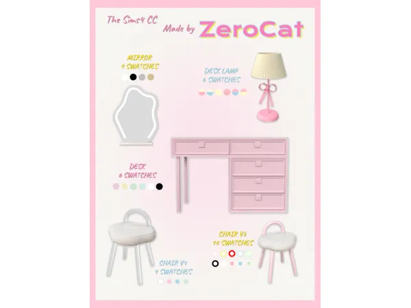 Maxis Match Vanity Set by ZeroCatSims - The Sims 4 Custom Content