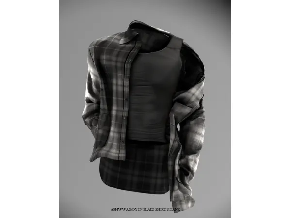 2024 (sims4) Boy in Plaid shirt &Tank BY Ashwwa